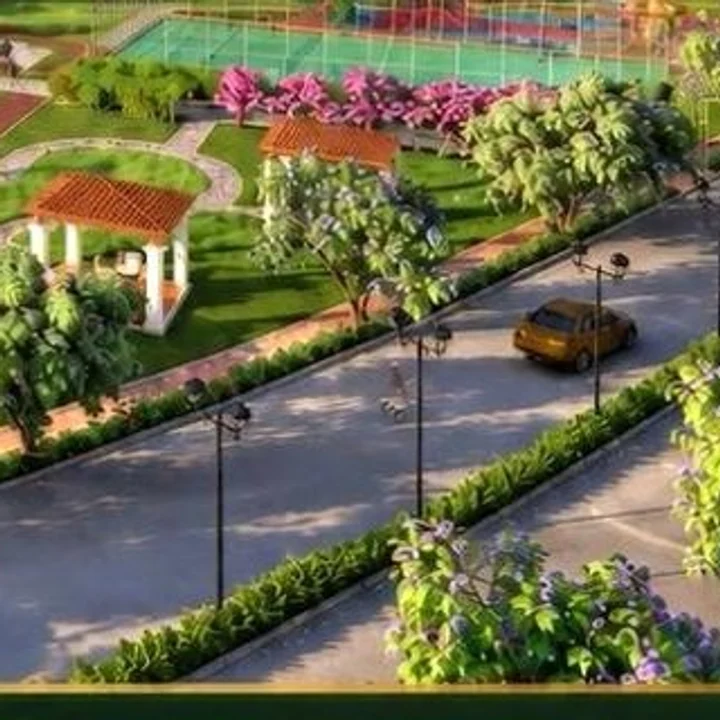 Prestige Chapparakallu Road tree-lined avenue in the launch render Prestige Chapparakallu Road tree-lined avenue in the launch render